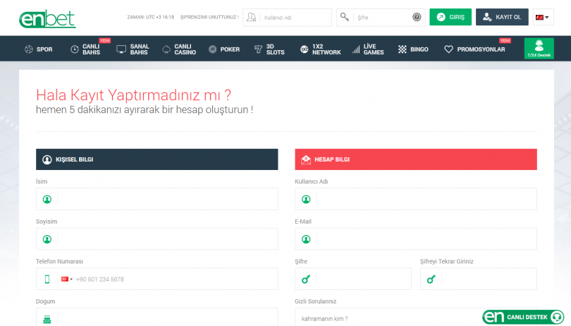 Enbet'e üye ol