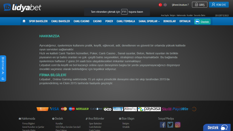 Lidyabet Lisans bilgileri