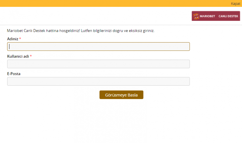 Mariobet canlı destek