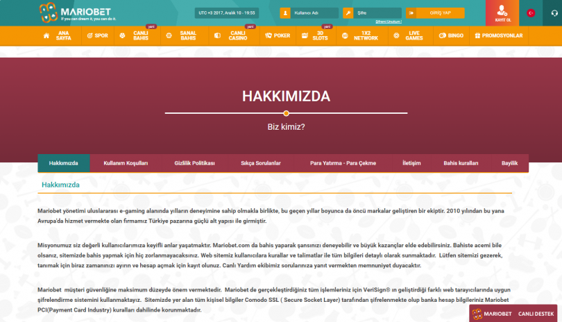 Mariobet Lisanslı bilgileri